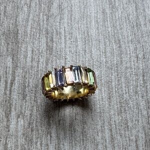 Multicolor Gemstone Gold Ring Costume Jewellery size 5.5